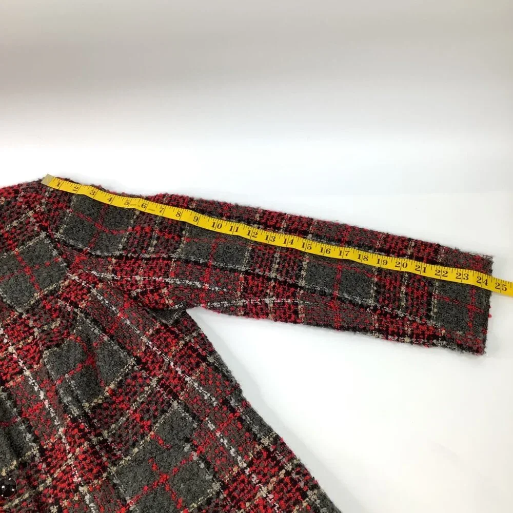 Fashion Bug Blazer 16W Women’s Red & Gray Plaid Tweed With Button Closure Office - Picture 6 of 9